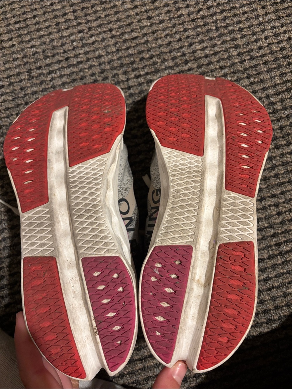 On Running Women’s Helion Athletic Shoes in Gray, Black & Red - Picture 3 of 3